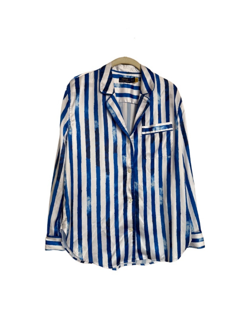 Polo Ralph Lauren Sonma Blue White Stripe Button-Front Pajama Style Top SP $248